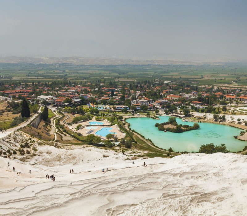 Beautiful views of the natural travertine pools and terraces, Pamukkale, Turkey